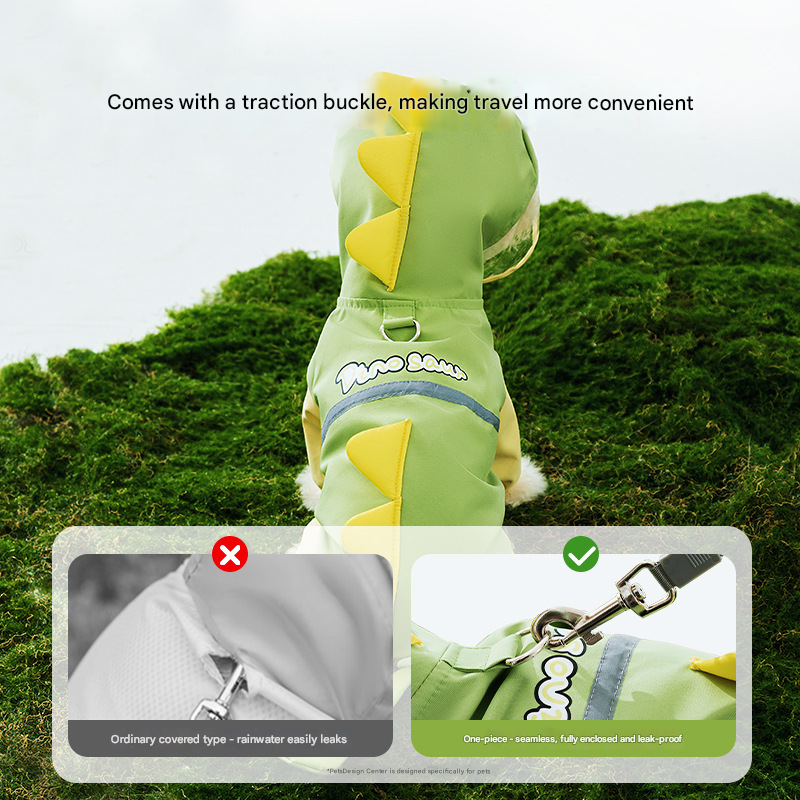3D dinosaur tail pet raincoat