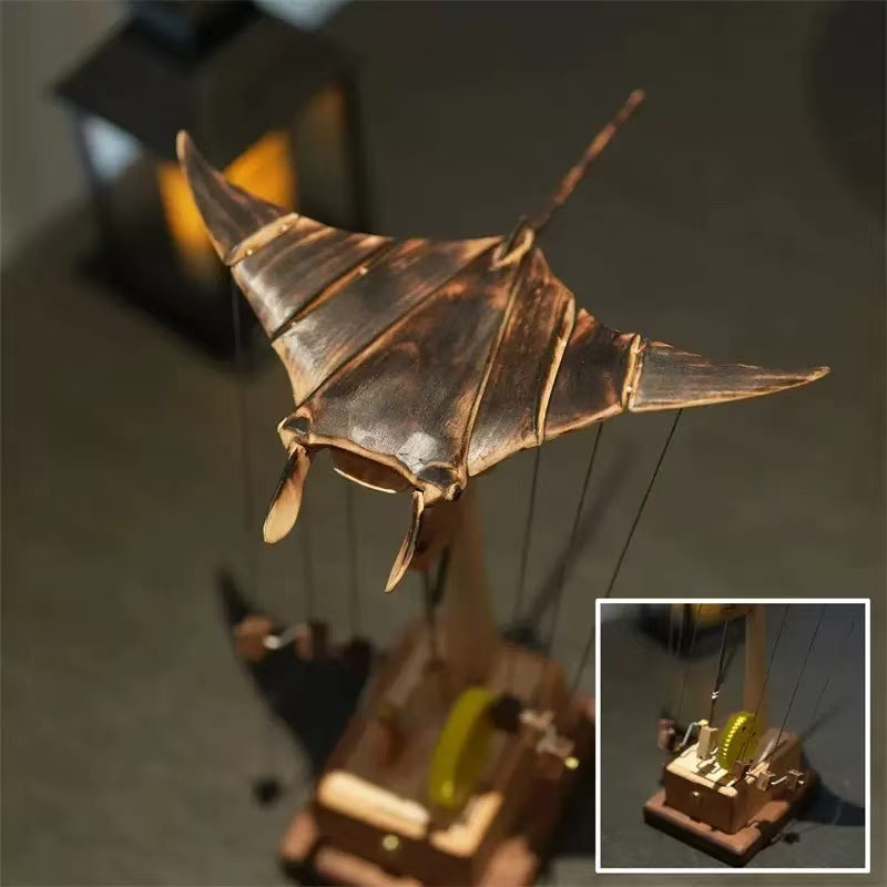 Artisan Wooden Manta Ray Automata