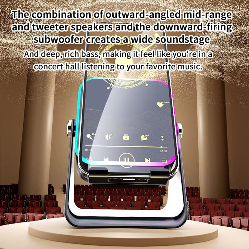 🎶📱 5-in-1 Wireless Induction Bluetooth Speaker with Adjustable Phone Stand
