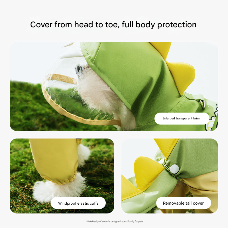 3D dinosaur tail pet raincoat