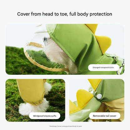 3D dinosaur tail pet raincoat
