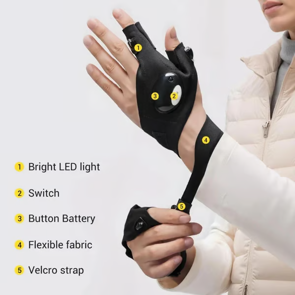 🔥🔥Hands-Free LED Half Finger Gloves