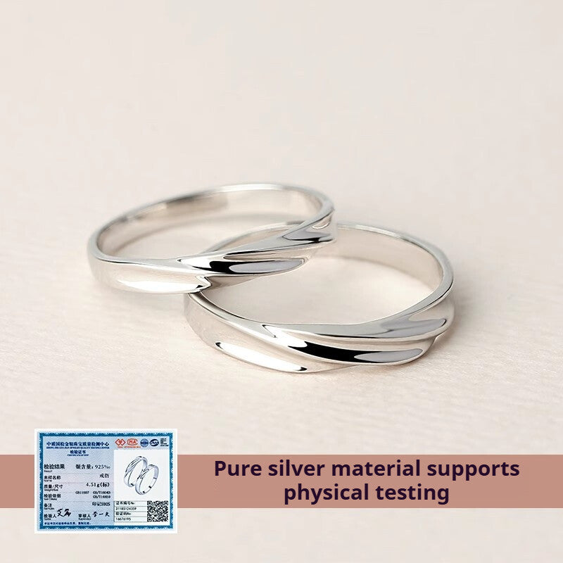 s925 sterling silver Mobius ring couple ring