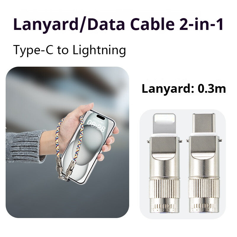 Mobile phone lanyard data cable