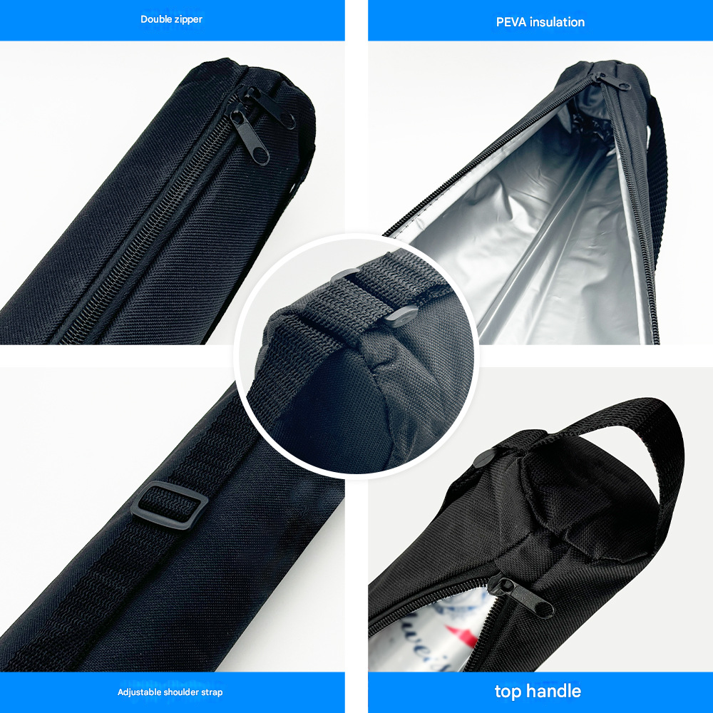 Outdoor 7-Can Coke Beer Insulated Picnic Bag, Golf Long Cooler Bag, and Wine Bag