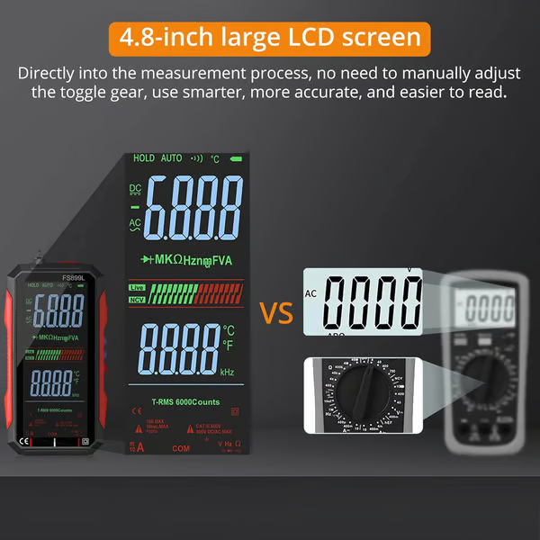 ⚡USB Rechargeable Digital Multimeter🔋– 6000 Counts, Large Color Screen & Backlight! 🛠️🔌