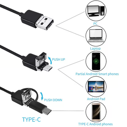 🔎 Plug-and-play endoscope camera – Compatible with Android, USB, and TC
