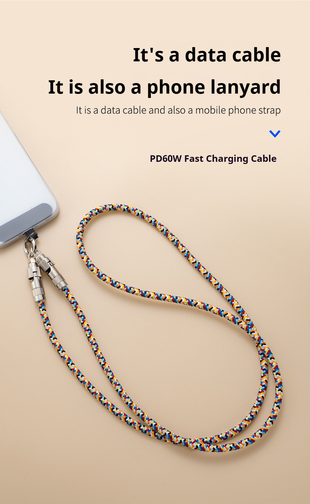 Mobile phone lanyard data cable